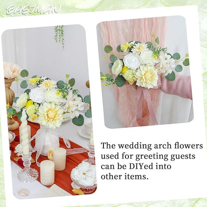 2pcs Wedding Arch Flowers,Wedding Welcome Sign,centerpieces for Tables,Reception Backdrop Table Decorations Welcome Sign (Yellow)
