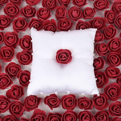 500pcs Burgundy Mini Foam Rose Heads, Artificial Foam Flower Bulk Fake Flower for DIY Crafts Wedding Bouquets Baby Shower Centerpieces Floral Arrangements Party Home Decorations(Burgundy)