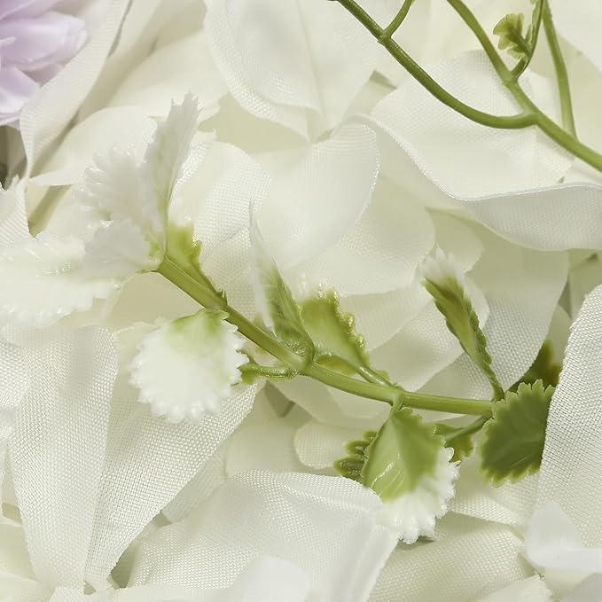 DouSeiAi 12Pcs Artificial Flower Wall Panel 3D Floral Backdrop Wall 15" X 15" Flower Walls Decor Flower Backdrop Faux Flowers Panel for Wedding Party Home Decoration, White/Purple