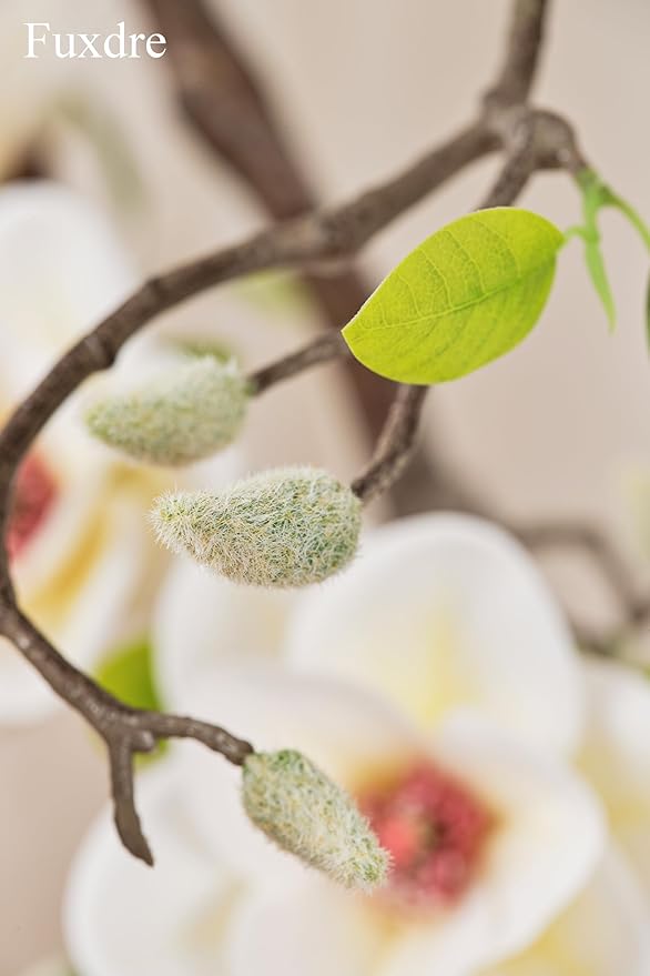 Artificial Magnolia Tree, 6.8FT Tall Fake Indoor Tree, Realistic Real Touch Leaves and Flowers Perfect for Indoor Decor, Living Room, Door, Office and Hotel Decor (White)