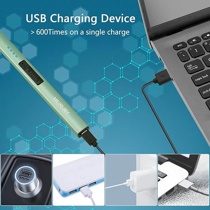 MEIRUBY Electric Candle Lighter, Christmas Stocking Stuffers Gifts for Women Mom Men Wife Sister, USB Arc Rechargeable Windproof Long Lighter for Candle BBQ Housewarming Birthday Gifts Idals