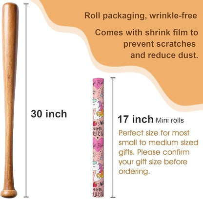 Afucus Reversible Pink Unicorn Wrapping Paper, Flamingo, Rainbow and Polka Dot Themed Gift Wrapping Paper, Cute Mini Rolls for Birthday, Baby Shower, Boys, Girls, Kids, Christmas (17 Inch X 33 Feet)