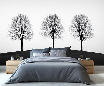 KIREUPA Minimalist Tree Wall Mural, Elegant Tree Silhouette Poster 3d Wall Murals, Modern Forest Wallpaper Mural, for Living Room Bedroom Large Wallpaper Indoor Decor 137.8" W x100 H