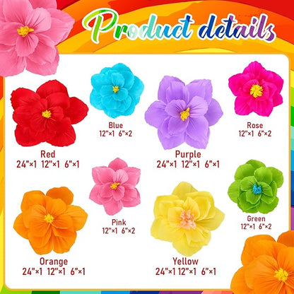 Giant Paper Flowers Artificial Large Paper Flower Decoration for Handcrafted Wall Backdrop Christmas Mexican Wedding Graduation Bridal Shower Birthday Party Supplies(Mexican Fiesta,24 Pcs)