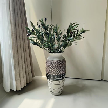 Ceramic Rustic Farmhouse Vase, 12.6" Large Vintage Flower vase for Home Decor, Tall Boho Textured Vases for Living Room, Table, Mantel, Shelf and Centerpieces Decor and Housewarming