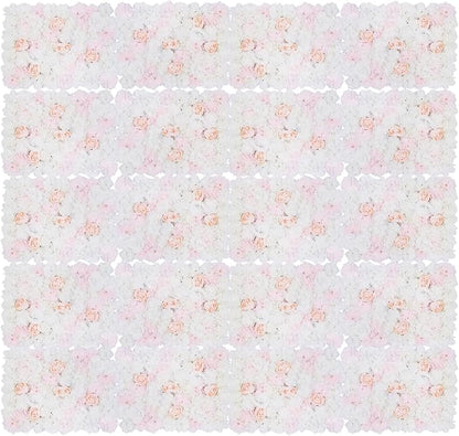 20 PCS Artificial Flower Wall Panel,Each Panel 24" x 16"3D Silk Rose Hydrangea Floral Backdrop,Handmade Eco-Friendly Flower Wall Photo Backdrop Decor (type5)