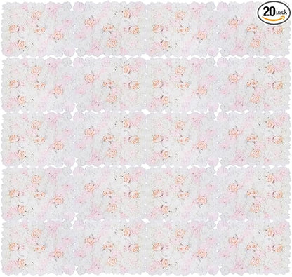 16"x 24" Artificial Flower Wall Panels,Flower Wall Mat Silk Flower Panels for Outdoor Garden Backyard Fence Fence Privacy Screen and Indoor Wall Decor(20Pcs Light Pink+White)