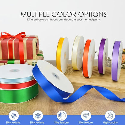 100 Yards 3/8 inch Satin Ribbon, Fabric Ribbon Solid Color Perfect for Gift Wrapping, Wedding, Handmade Bows, Floral Bouquets and Party Decoration(Royal Blue)