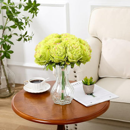 U'Artlines 10 Heads Artificial Peony Silk Flower Leaf Home Office Wedding Party Festival Bar Decor (Green)