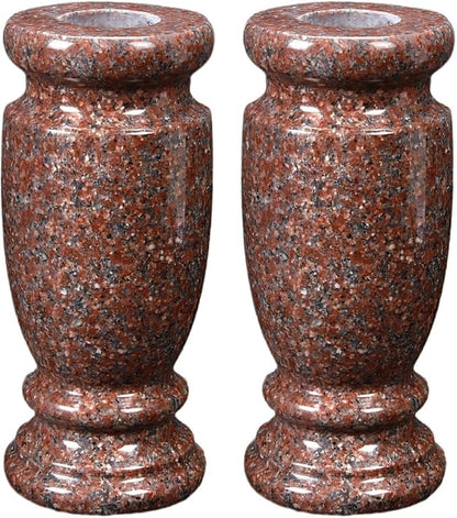Granite Cemetery Vase for Grave Markers, Headstone Memorial Flower Holder
