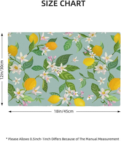 Lemon Linen Placemats Set of 4 Summer Tropical Fruits Floral Placemats for Indoor Outdoor Party Home Desktop Kitchen Dining Room Decor 12x18 Inch