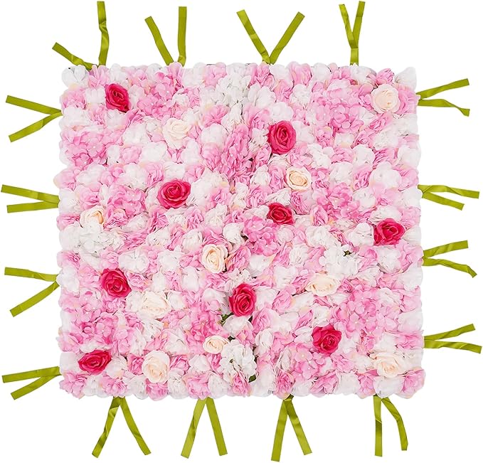 CNCEST Artificial Flower Wall Panels, Flower Wall Mat Silk Rose Flower Panels, Artificial Flower Wall Background (Type 2)