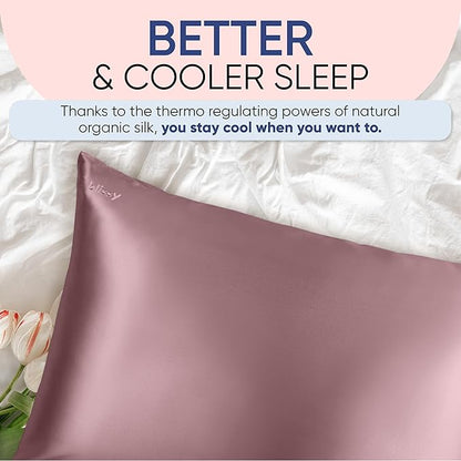 Blissy Silk Pillowcase - 100% Pure Mulberry Silk - 22 Momme 6A High-Grade Fibers - Silk Pillow Cover for Hair & Skin - Regular, Queen & King (Plum, King)