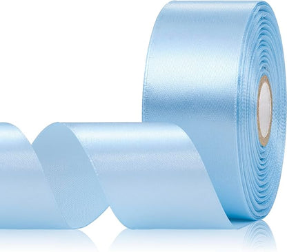 30 Yards Light Blue Ribbon 1-1/2 Inch, Baby Blue Satin Ribbon for Gift Wrapping, Flower Bouquet, Crafts, Baby Shower, Christmas, Wedding and Bow Making