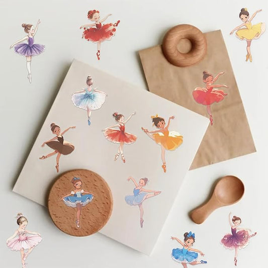 50PCS Cartoon Ballerina Stickers, Waterproof PET Ballet Dancer Decals for Scrapbooking, Water Bottles, laptops, Journals, DIY Crafts & Gift for Girls Teens
