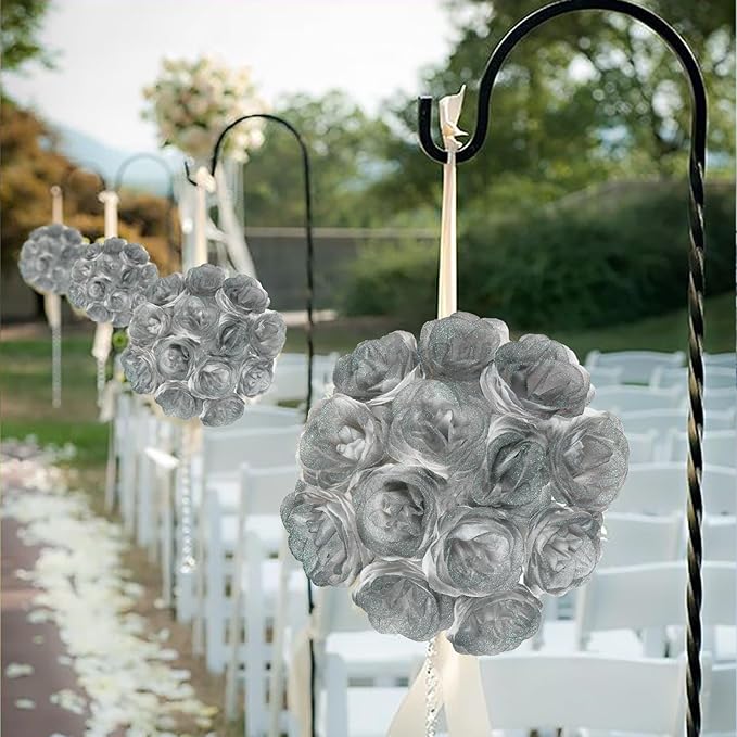 Roses Artificial Flowers,30PCS Glitter Roses Faux Roses with Stems for Wedding Bouquet Party Christmas Home Decor（Gradient Black ）