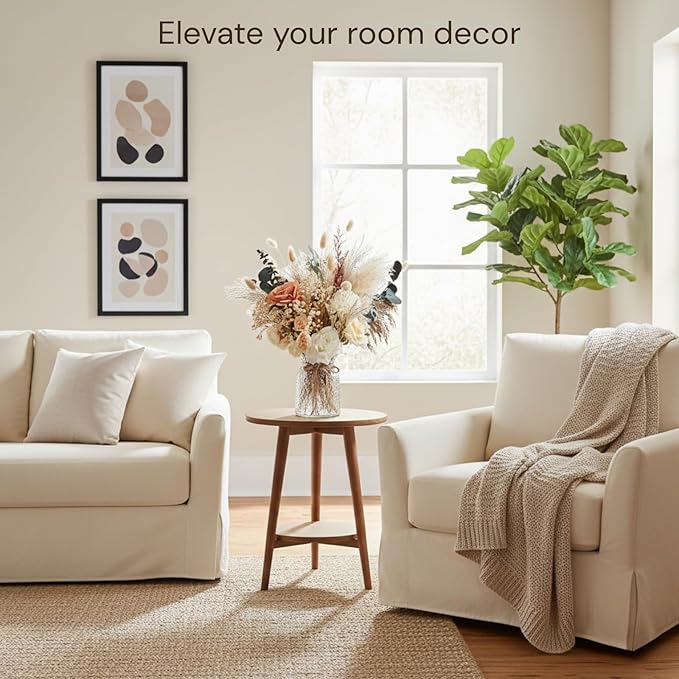 100pcs High End Artificial Flowers Dried Pampas Decor With Vase, Kitchen Island Decorations, Coffee Table Centerpiece Premium Decor, Christmas Centro De Mesa de Comedor, Adornos Para Sala
