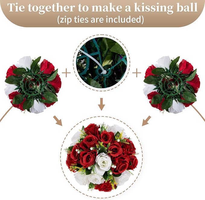 Sziqiqi Red Fake Flowers for Wedding Centerpiece Kissing Flower Balls for Tables Flower Centerpieces Arrangement for Party Road Lead
