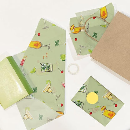 Pro Supply Global Cocktails Printed Tissue Paper for Gift Bags or Boxes and Wrapping - Bulk Decorative Art Tissue Paper for Packaging and Gifting | 24 Sheets 20" x 30"