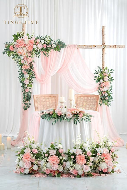 TINGE TIME Artificial Arch Flowers Kit Pack of 5, Wedding Decorations for Reception with Hanging Flowers, Wedding Arch Silk Floral Arrangements Ceremony Backdrop Bridal Shower Outdoor Party Decor