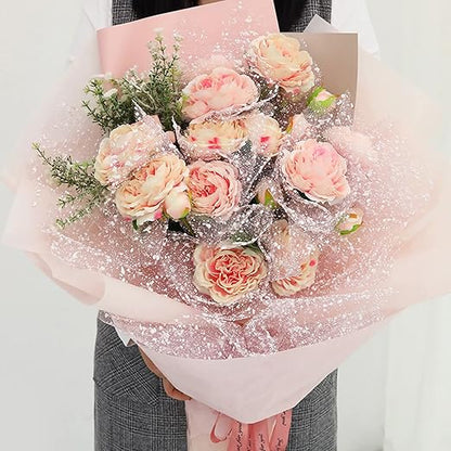 Flower Wrapping Mesh Florist Bouquet Gift Packaging DIY Snow Dot Yarn Floral Bouquet Craft Net Paper Florist Supplies 1Roll 19.7inch x 4Yard (Coffee)