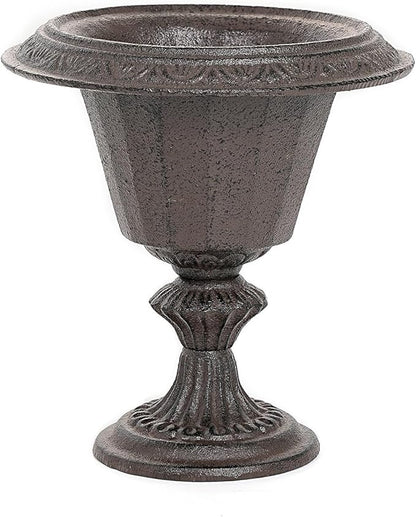 Sungmor Cast Iron Tabletop Flower Vase, Vintage Pretty French Urn Planter Design, 7" Tall 6.6" Wide Decorative Centerpieces Flower Stand Plants Holder, Artificial Flower Arrangements Home Decor