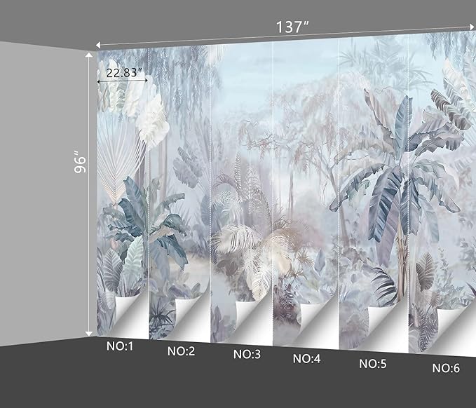 Tropical Botanical Wallpaper Woodland Forest Tree Bedroom Banana Leaf Plant murals Aesthetic Room Decor Living Room tv Background Large Wall Mural - 137"x96" Not Peel and Stick