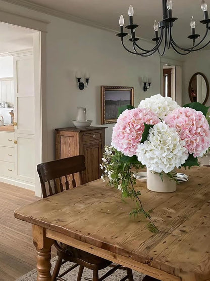 YalzoneMet 4Pcs Light Pink Silk Hydrangea Artificial Flower Big Blooms 20'' Long Stem Faux Hydrangea for Home Baby Shower Party Indoor Outdoor Wedding Table Centerpiece Spring Flower Decor