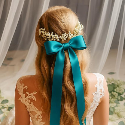 Fullive 1 1/2 Inch Teal Ribbon for Gift Wrapping, 30 Yards Christmas Ribbon, Polyester Satin Ribbons for Crafts for Birthday Graduate Christmas Decoration DIY Bows Wrapping Bouquet Floral Arrangements