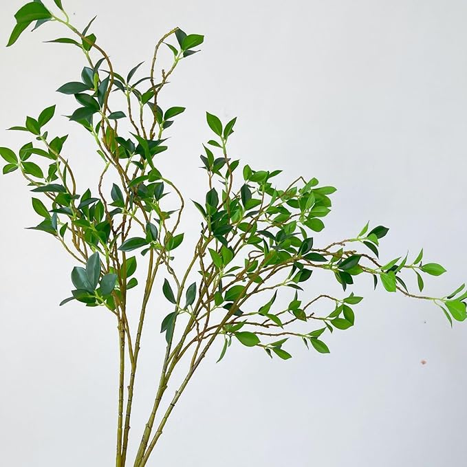 4Pcs Artificial Greens Branches for Vase, 27" Faux Twigs Tree Stems, Fake Plants Tree Branches for Home Decor, Fake Ficus Twigs for Office Wedding Shop Vase Fillers Banquet Decoration