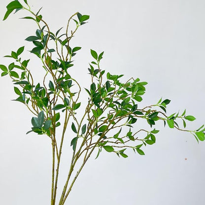 4Pcs Artificial Greens Branches for Vase, 27" Faux Twigs Tree Stems, Fake Plants Tree Branches for Home Decor, Fake Ficus Twigs for Office Wedding Shop Vase Fillers Banquet Decoration