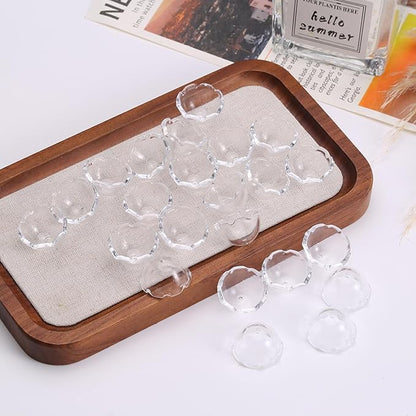 80Pcs Acrylic Clear Flower Bead Caps for Jewelry Making, Transparent Bell Charms, Semi-Round Floral Beads Bulk with Wavy Edge, Jellyfish Beads for Wind Chimes DIY Craft Key Chains-13 * 22mm