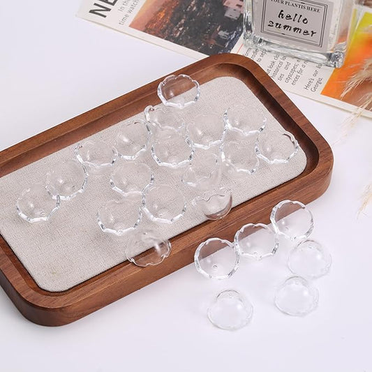 80Pcs Acrylic Clear Flower Bead Caps for Jewelry Making, Transparent Bell Charms, Semi-Round Floral Beads Bulk with Wavy Edge, Jellyfish Beads for Wind Chimes DIY Craft Key Chains-13 * 22mm