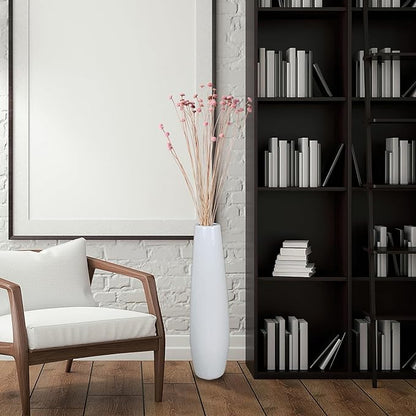 Ceramic White Floor Vase 24 Inches Tall Flower Holder Decorative Large Vases for Table Centerpieces Shelf Home Decor Living Room Branches Sky-Dried Flower Arrangement Simple Decorative