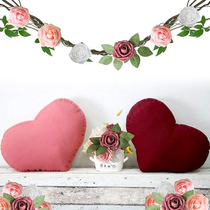 AmyHomie Artificial Flower Shades of Rose 25pcs Real Looking Fake Roses w/Stem for DIY Wedding Bouquets Centerpieces Arrangements Party Baby Shower Valentines Day Christmas Tree Decorations