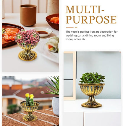 Metal Urn Planter Vintage Iron Flower Vase with Antique Finish for Wedding Centerpiece Home Decor Table Decoration