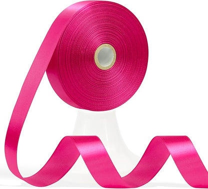 60 Yards Hot Pink Satin Ribbon 3/4 Inch, Polyester Fabric Ribbon for Gift Wrapping, Crafts, Flower Bouquet, Wedding, Baby Shower, Festival, Christmas, Halloween