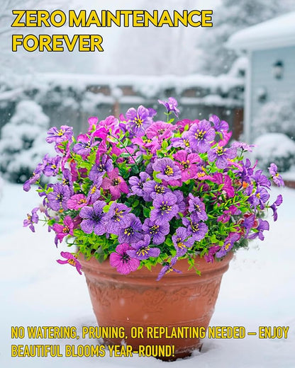 Realistic Silk Daisy Faux Flowers for Outdoor Indoor Decorations - 12 Bundles UV Resistant Artificial Flowers Outside for Hanging Basket Planter Window Box, Fake Plants for Home Porch Garden Décor
