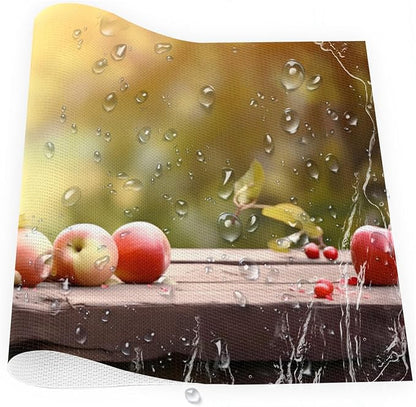 Apple Fall Fruit Basket Placemats Set of 6 PVC Vinyl Non Slip Table Mats Heat Resistant Place Mats Washable Wipeable Dining Table Mat for Kitchen Decor Party Indoor Outdoor Decorative Gift