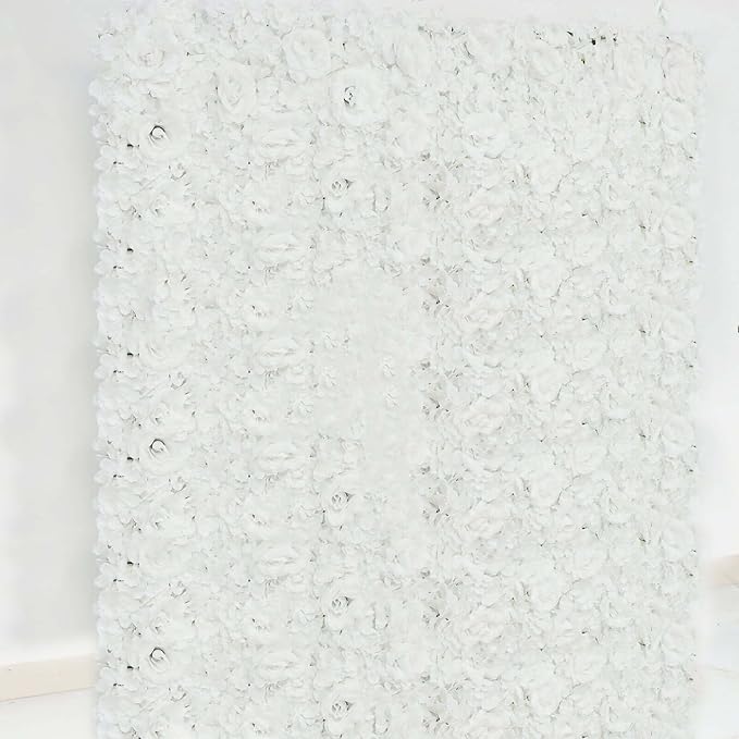 Efavormart 4 Pack 11 Sq ft. UV Protected White 3D Silk Rose & Hydrangea Flower Panel Wall Mat for DIY Party Centerpieces Decor
