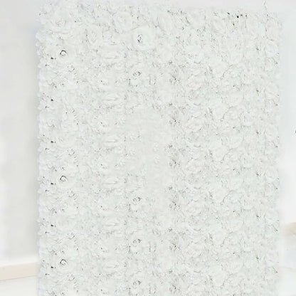 Efavormart 4 Pack 11 Sq ft. UV Protected White 3D Silk Rose & Hydrangea Flower Panel Wall Mat for DIY Party Centerpieces Decor
