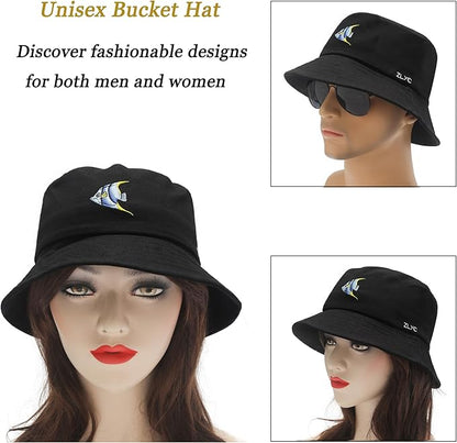 ZLYC Unisex Fashion Embroidered Bucket Hat Summer Fisherman Cap for Men Women