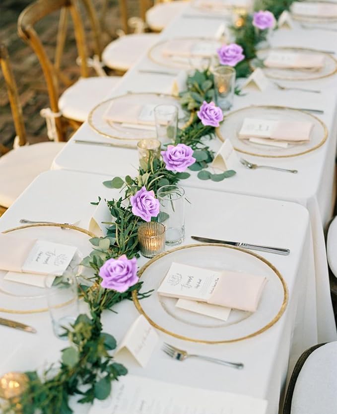 Purple Roses Artificial Flowers 16pcs Velvet Artificial Roses with Stems 3.15" Purple Fake Roses for Bridal Bouquet Wedding Flowers for Floral Centerpieces Home Party Decor (Purple)