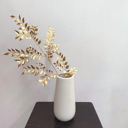 Fake Plants Leaves Christmas Decoration, PASYOU Gold Artificial Shrubs Grass Foliage Plastic Bulk Leaf Indoor Outdoor Home Garden Party Hotel Verandah Wedding Event Faux Decor Ornaments, Golden 5 Pack