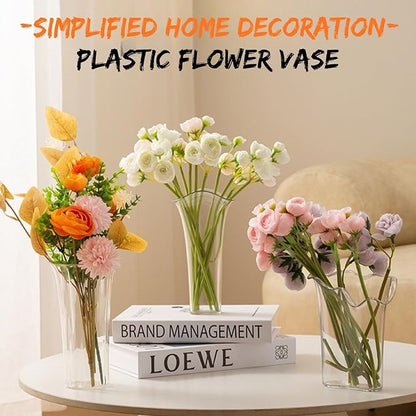 Clear Acrylic Tall Pedestal Vase, Modern Transparent Decorative Centerpiece for Flowers,Non-Breakable Lightweight Plastic Bouquet Vase for Dining Table,Entryway,and Living Room Home Decor
