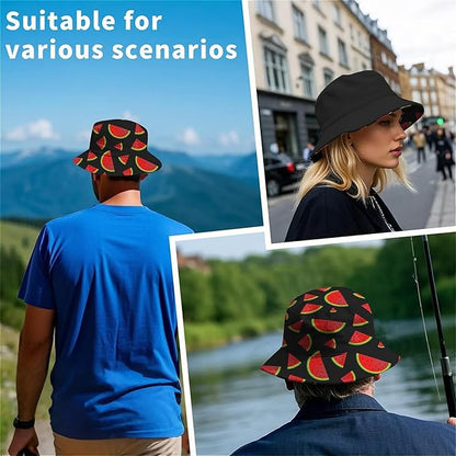 Bucket Hat for Women Men Unisex Sun Cap Packable Outdoor Fisherman Hat Headwear,Reversible Double-Side-Wear