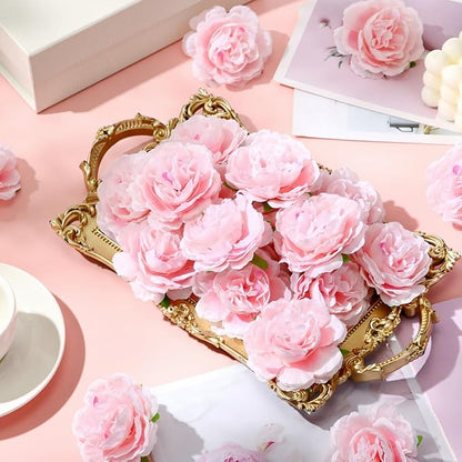 200 Pcs Flowers Long Stem Artificial Rose Bulk, 3.2 Inches Silk Rose Head Flowers Faux for Wedding Bridal Bouquet Independence Day Home Floral DIY Centerpieces Party Decoration(Pink)
