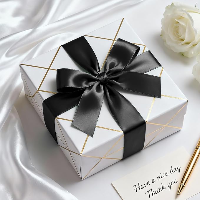 1-1/2" x 100 Yards Wide Satin Black Ribbon 1 1/2 inch, Gift Ribbon for Gift Wrapping, Flower Bouquet, Crafts, Wedding Party Decorations, Christmas and Handmade