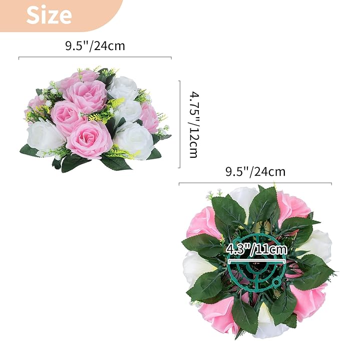 NUPTIO Flower Centerpieces for Wedding Tables: 6 Pcs Pink & White Artificial Flower Ball Arrangement for Weddings Party - Fake Floral Rose for Birthday Bridal Shower Decorations