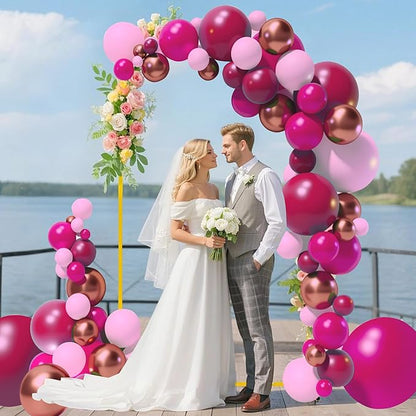 6FT Arch Backdrop Stand for Party, Wedding Arch Stand for Ceremony Birthday Party Baby Showers Photo Booth Easy Assembly Supports Flowers Balloons and Decor,Gold Short